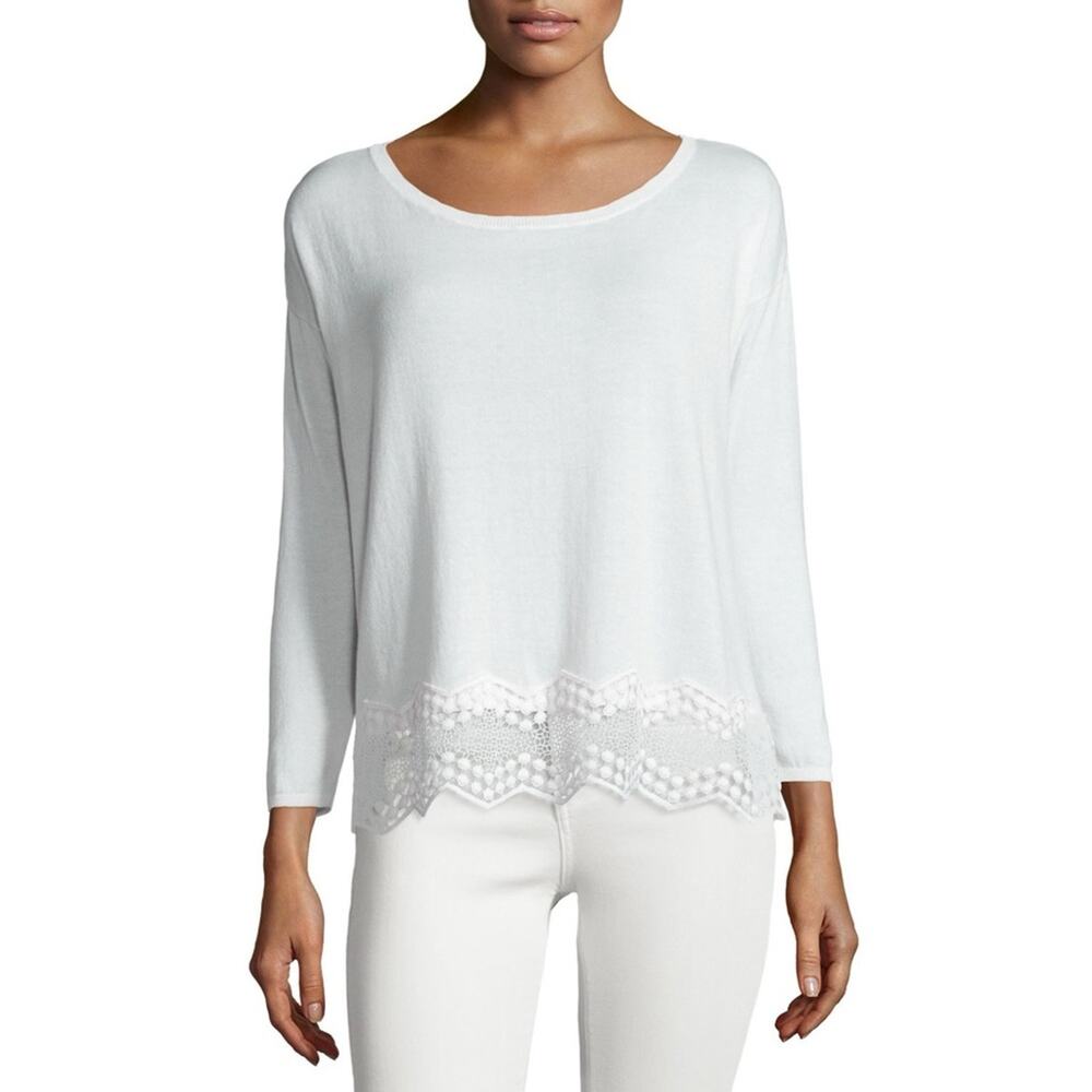Joie Jenka Lace-Back Long-Sleeve Sweater